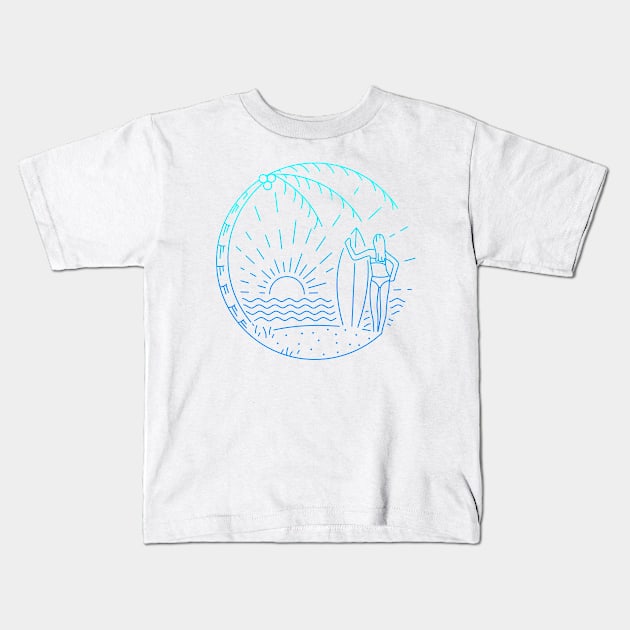 SURFING PARADISE Kids T-Shirt by polkamdesign